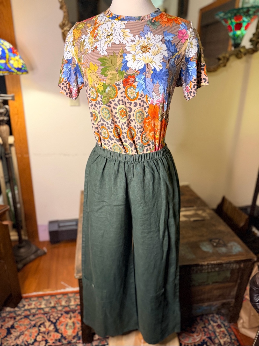 Johnny Was Bamboo Printed Too w/ Heaven Women’s Wide Leg Elastic Waist Pants